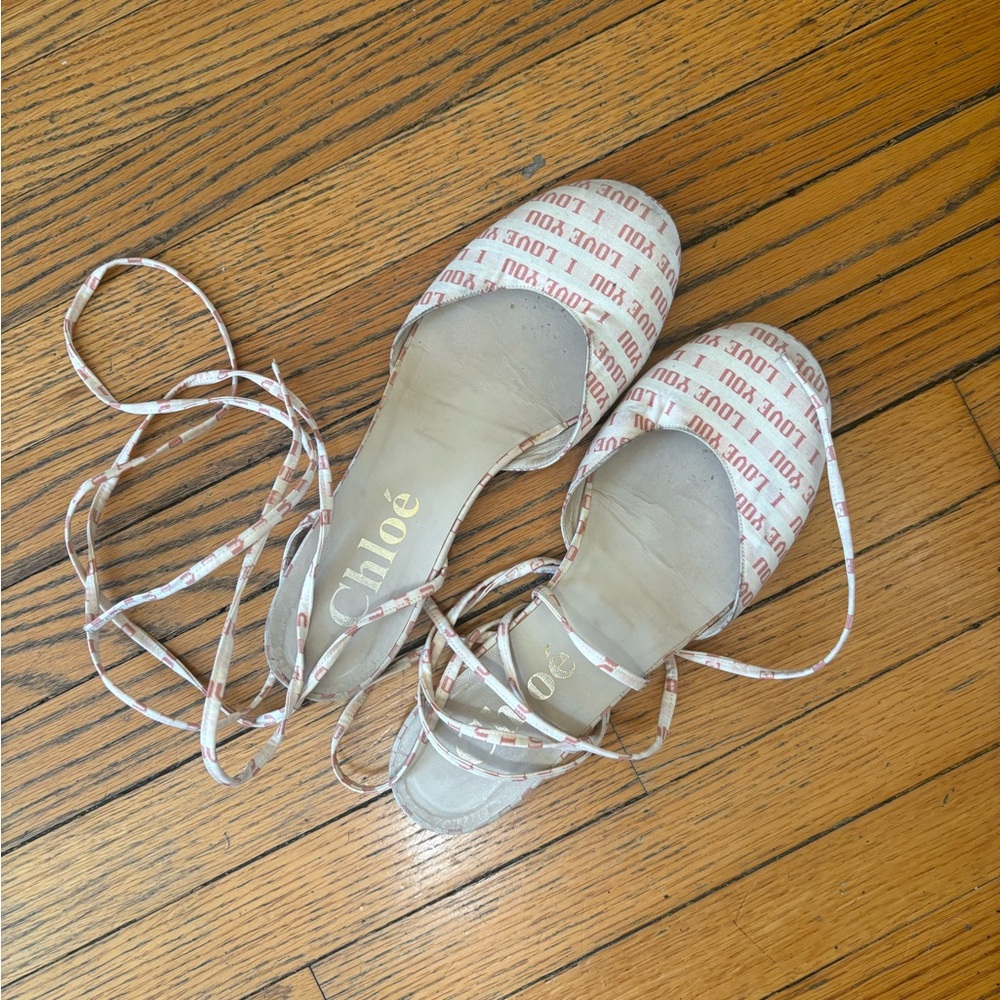 Chloe I love you tie up flats